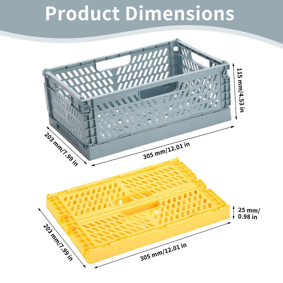 PIANKEKE 2 Pcs Collapsible Storage Box, Plastic Stackable Folding Storage CratesStorage Baskets - image 2