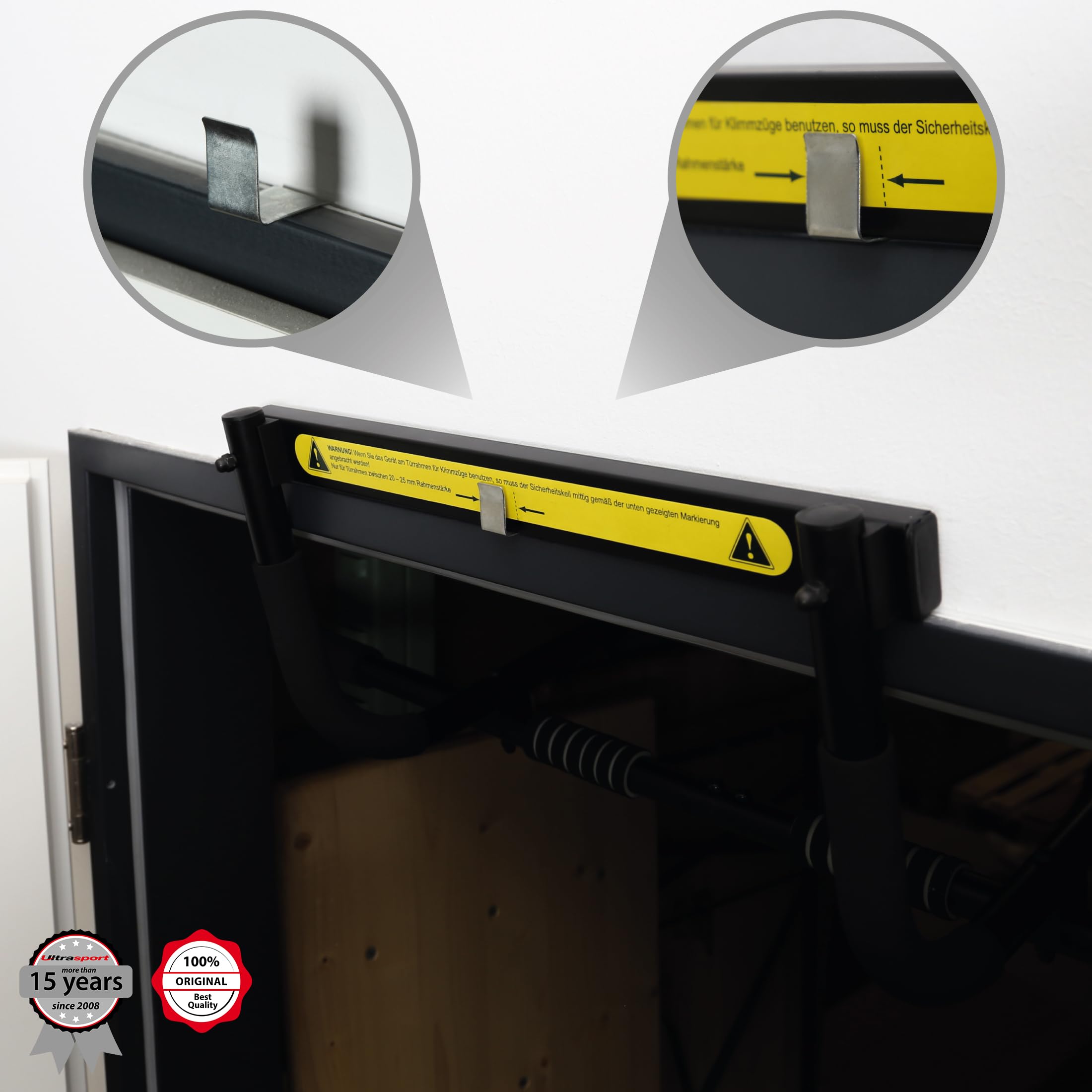 Ultrasport 4-in-1 Door Pull-Up Bar – Steel Upper Body Trainer, Black