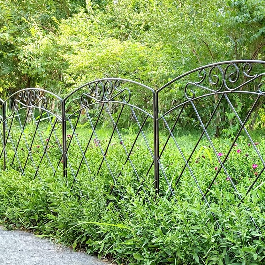 Thealyn Rustproof Metal Garden Fence – 5 Panels No-Dig Animal Barrier