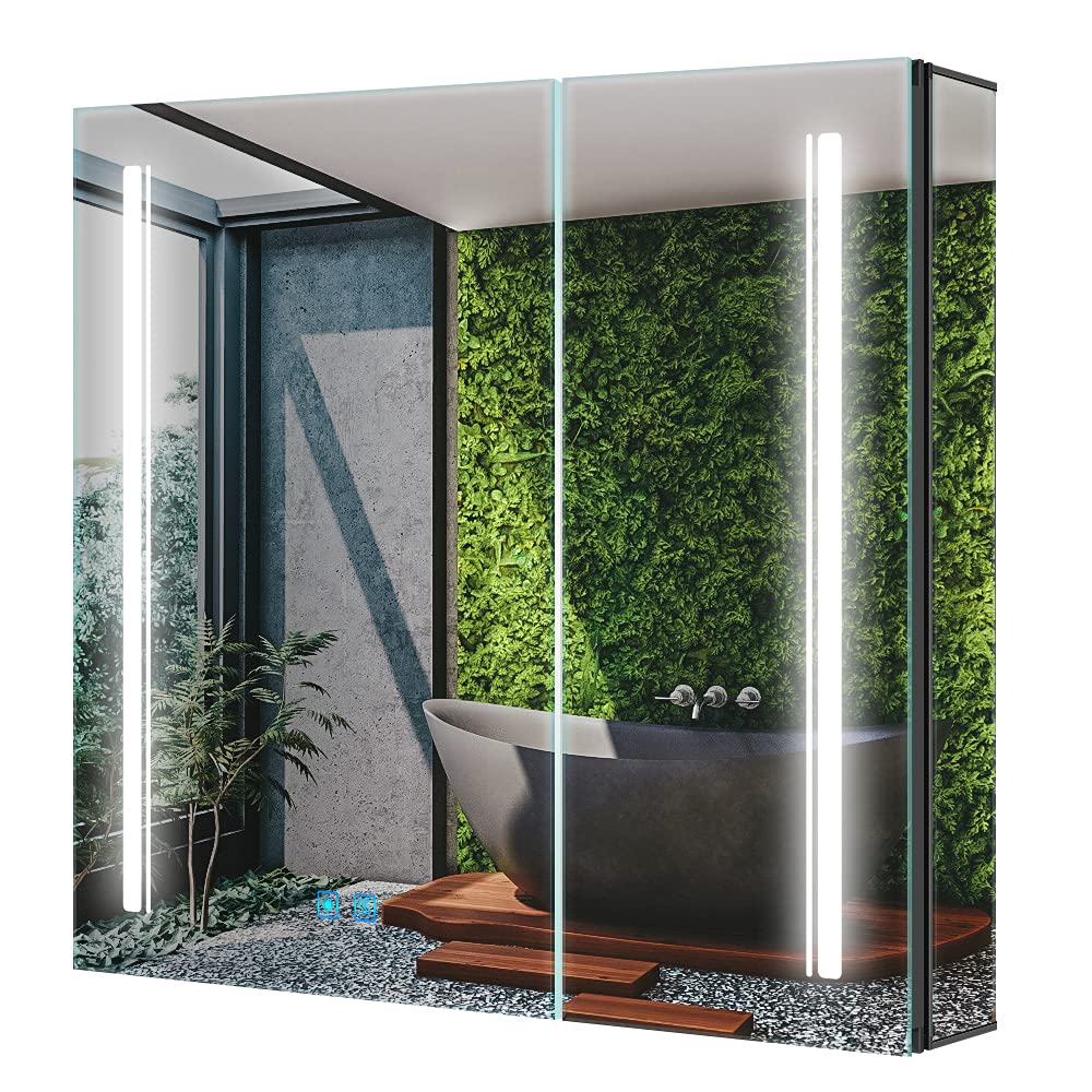 Tokvon LED Bathroom Mirror Cabinet | Anti-Fog Shaver Socket 650x600mm