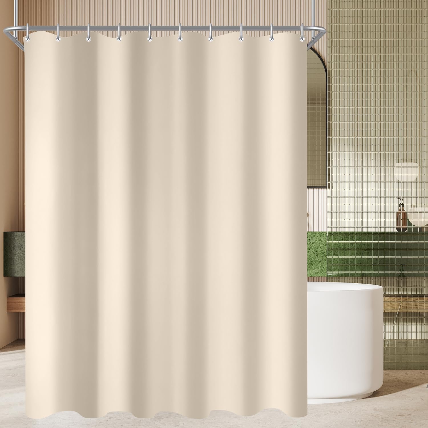 Jolof Store Beige Shower Curtain – 170x200cm Anti-Mold Polyester Fabric