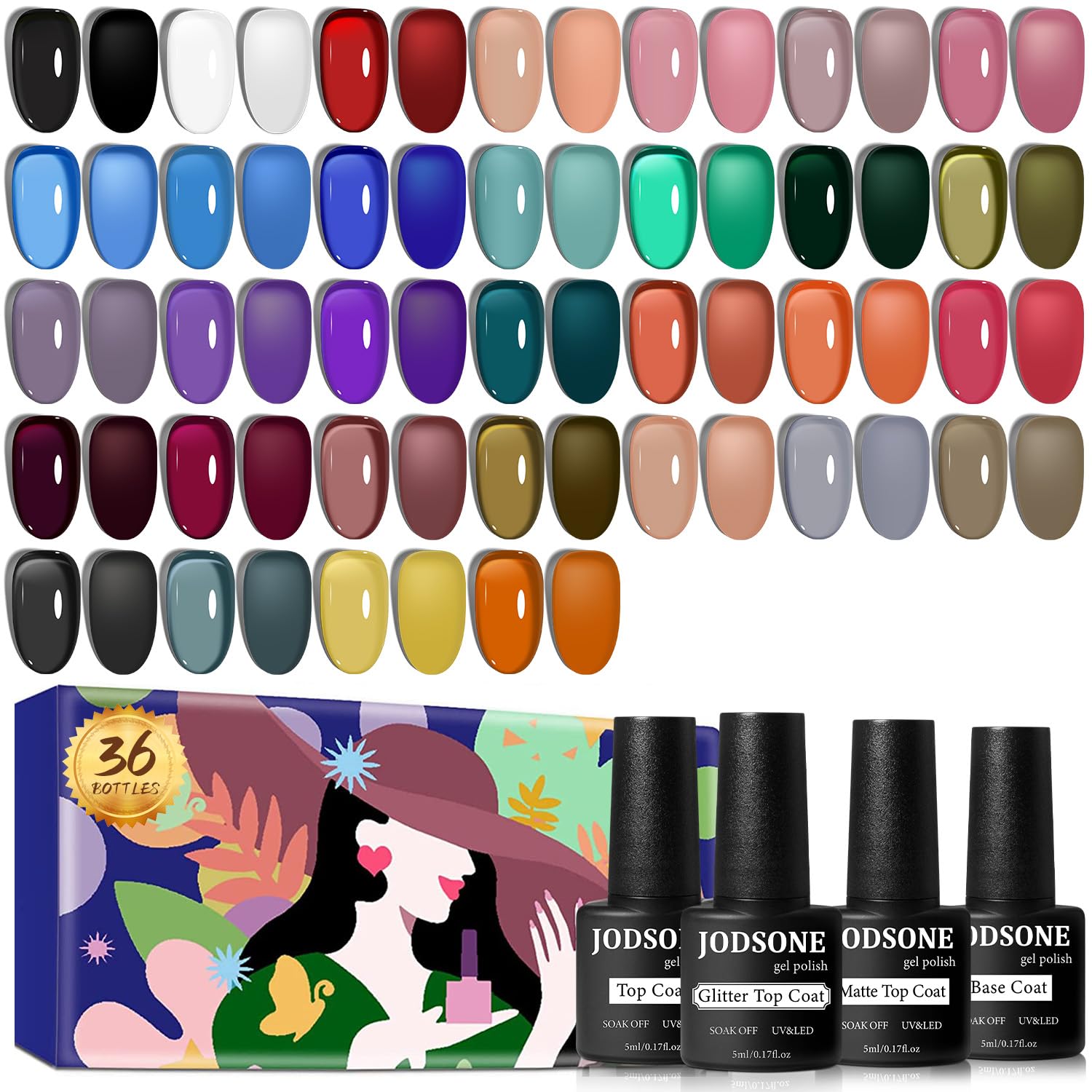 JODSONE Jelly Gel Nail Polish Kit - 32 Colors Transparent Crystal Set