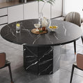 HSH Round Black Faux Marble Dining Table for 4-6 People, 120cm