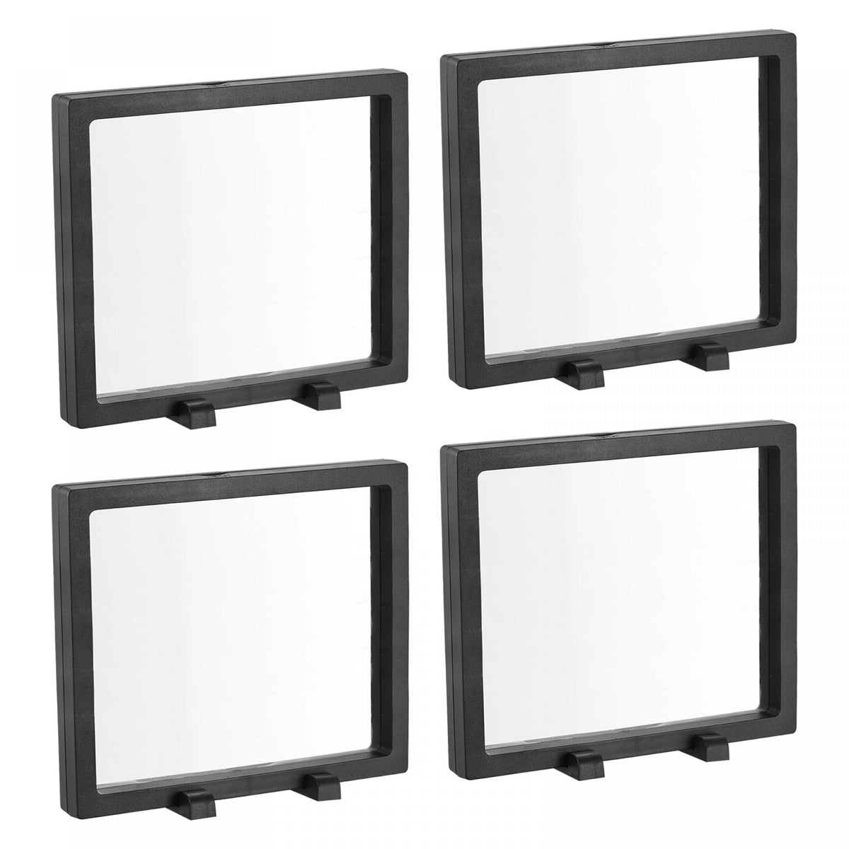 sourcing map Floating Thin Film Display Box, ABS Frame Case with Base 14cm x 14cm x 2cm Black Pack of 4 - image 1