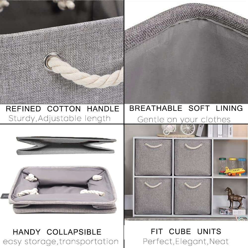 Mangata 28x28x28cm Cube Storage Boxes 4Pcs Gray Foldable Organiser Baskets - image 3