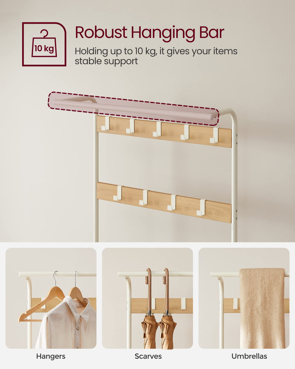 VASAGLE 4-in-1 Coat Rack with Shoe Storage Bench and 9 Hooks – Industrial