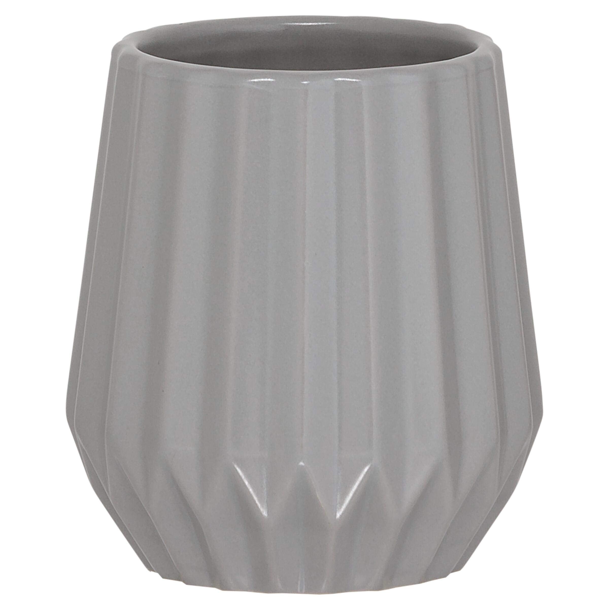 Sealskin Arte Ceramic Tumbler – Grey Geometric Toothbrush Holder
