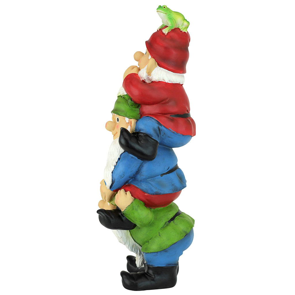 Design Toscano Tower of Three Garden Gnomes - Funny Outdoor Lawn Statue