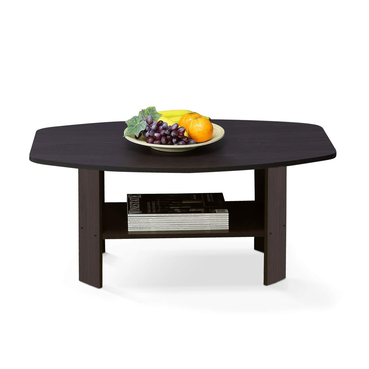 Furinno SIMPLE DESIGN Coffee Table, Small Coffee Table wih Open Shelf, Side Table, for Living Room, Home Office, Dark Walnut - image 5