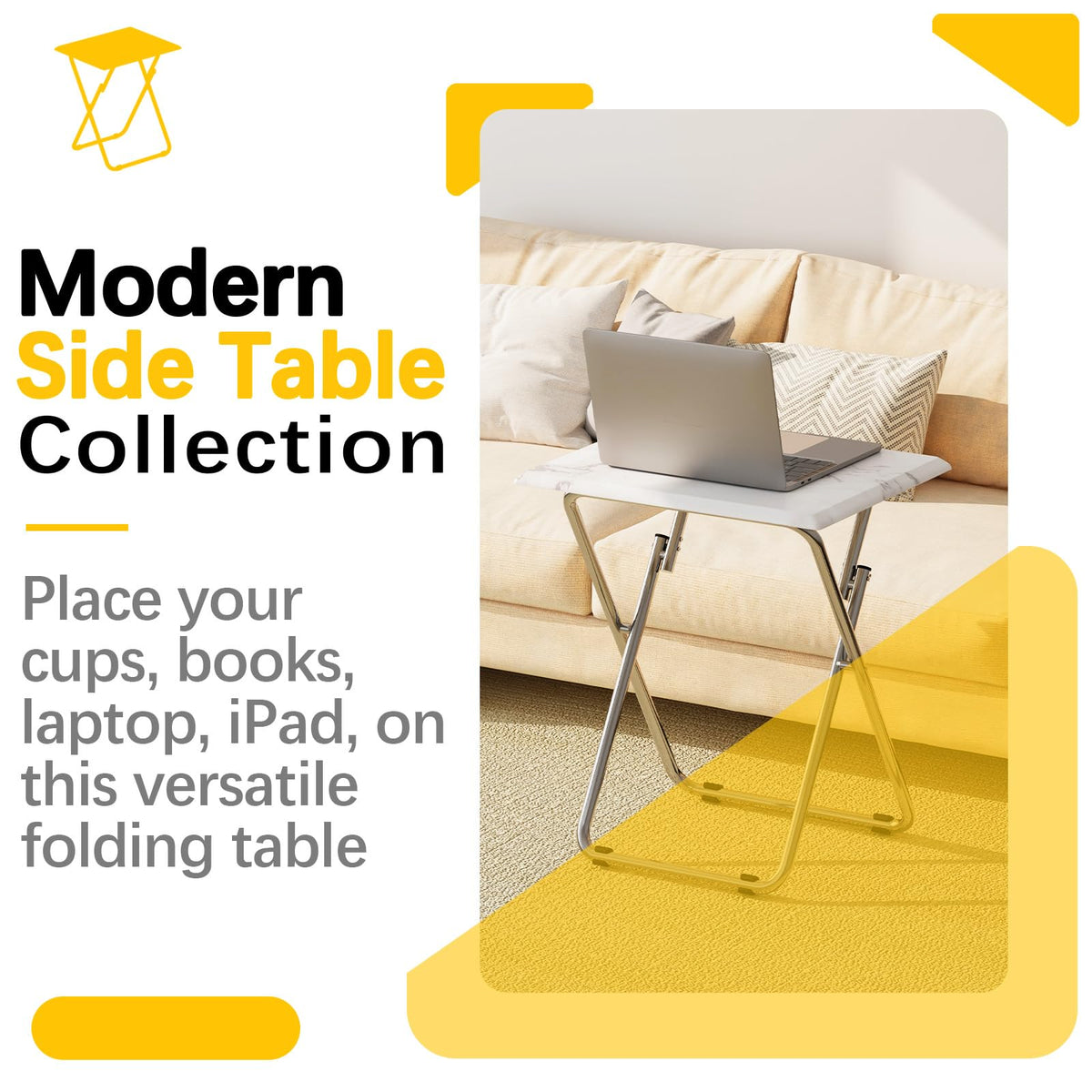 Garden 4 you Small Folding Table, Side Folding Coffee Table, TV Snack Tray Tables, Sofa Laptop Desk, Outdoor Camping Tables, EndTable, SofaTable - image 3