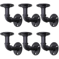 Industrial Pipe Shelf Brackets – 6 Pack Heavy Duty Black