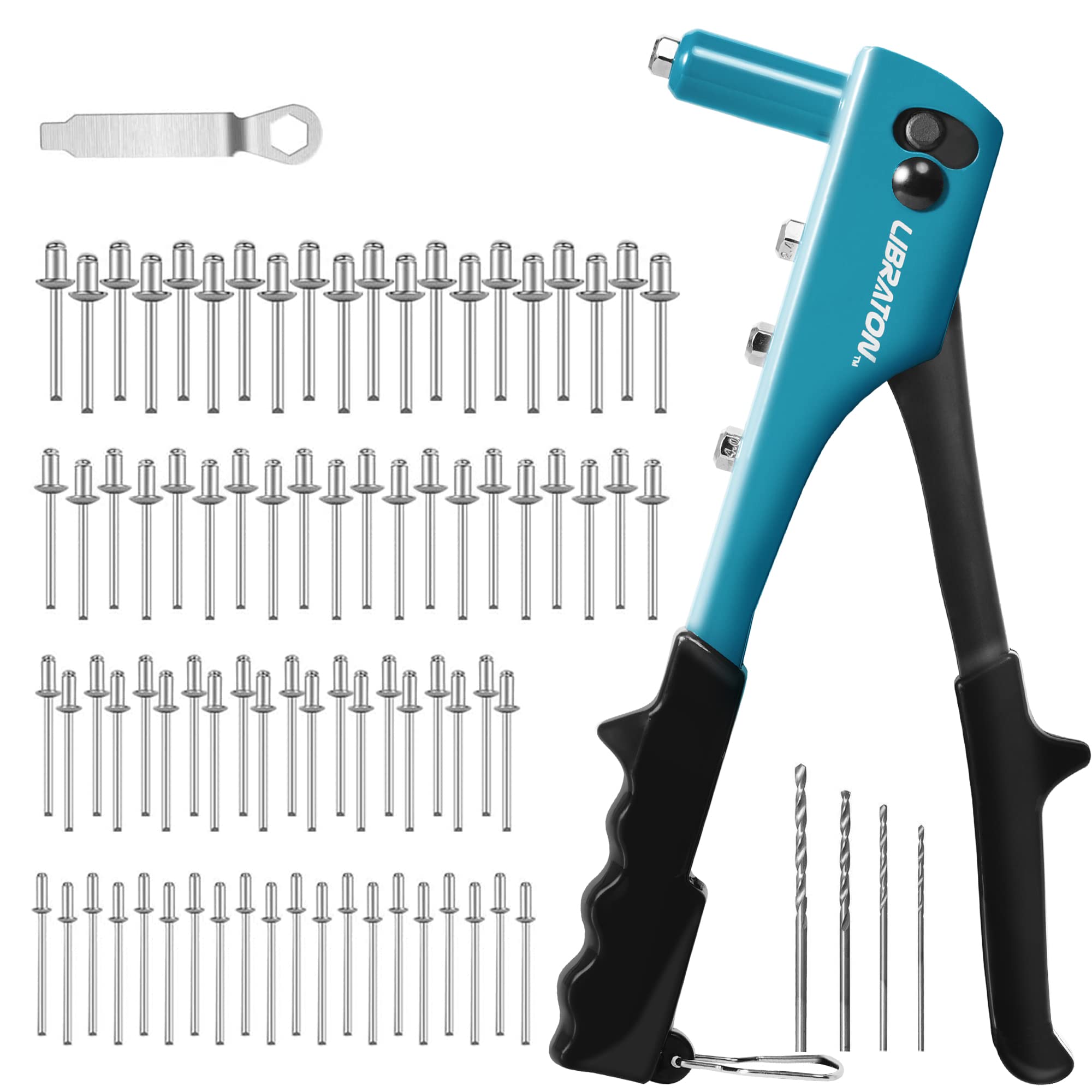 Libraton Rivet Gun - Professional Hand Riveter with 80pcs Metal Rivets