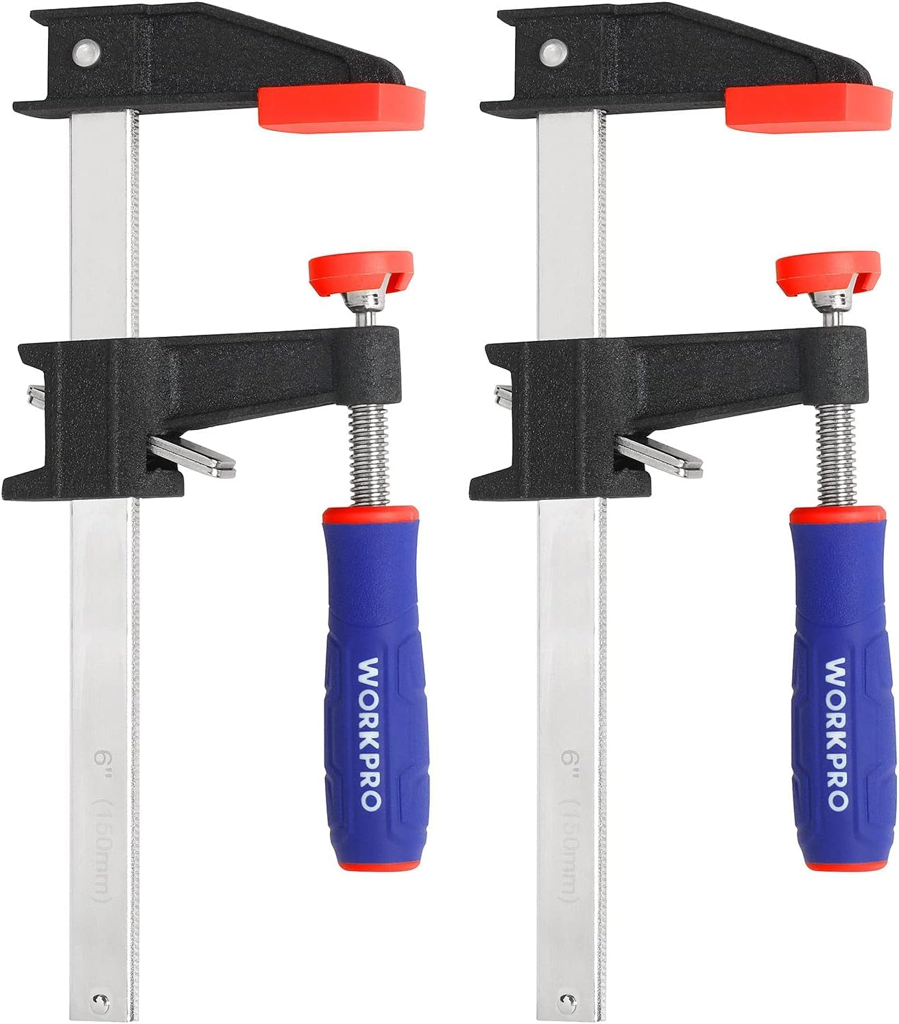 WORKPRO 150mm Heavy Duty F-Clamps – 2-Pack Quick-Release Bar Clamps