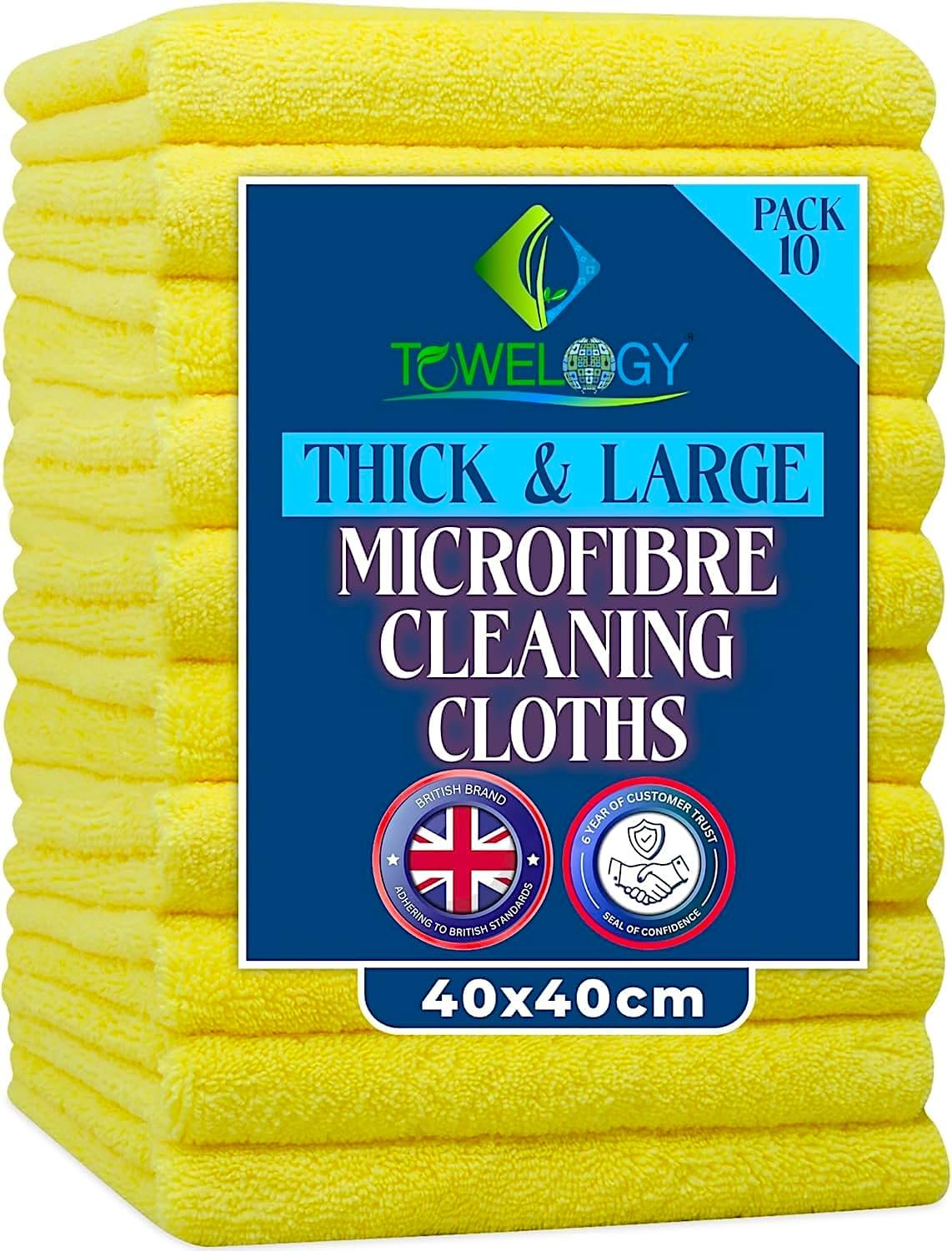 Towelogy Heavy Duty Microfibre Cleaning Cloths | 420GSM Lint Free | 40x40cm