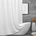 White Boho Shower Curtain – 72x72 Tufted Chevron Fabric