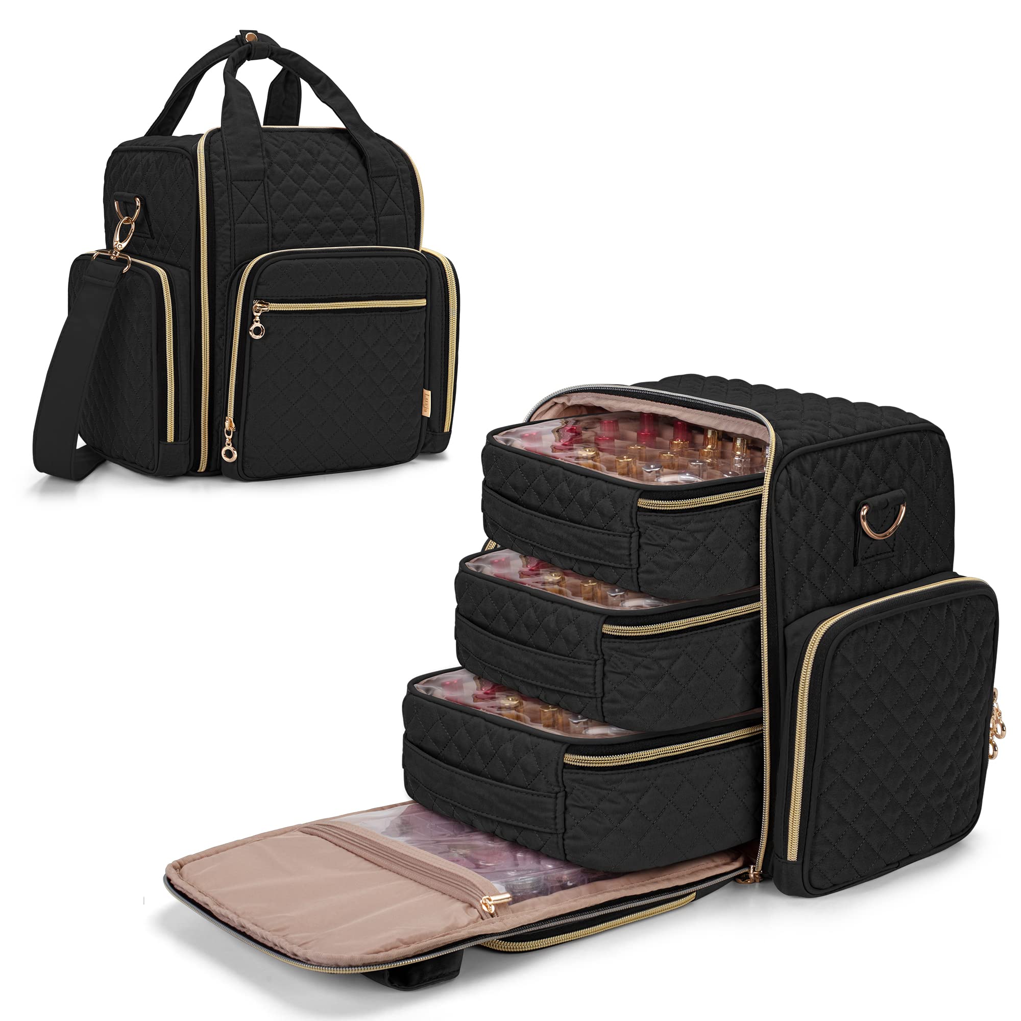 Luxja Nail Polish Organiser - 72 Bottle Case with 3 Removable Bags