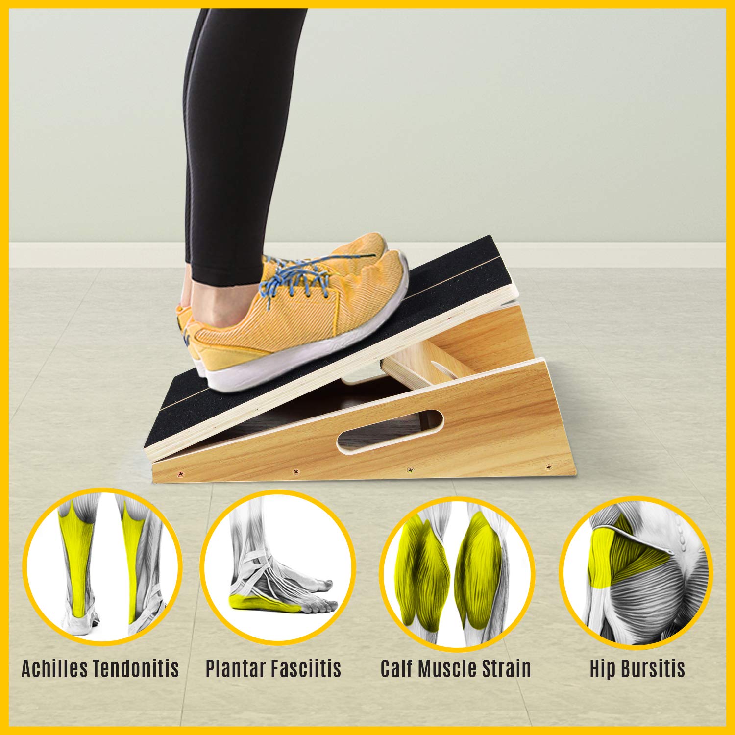 Yes4All Adjustable Wooden Slant Board – 5 Angle Calf Stretcher Incline