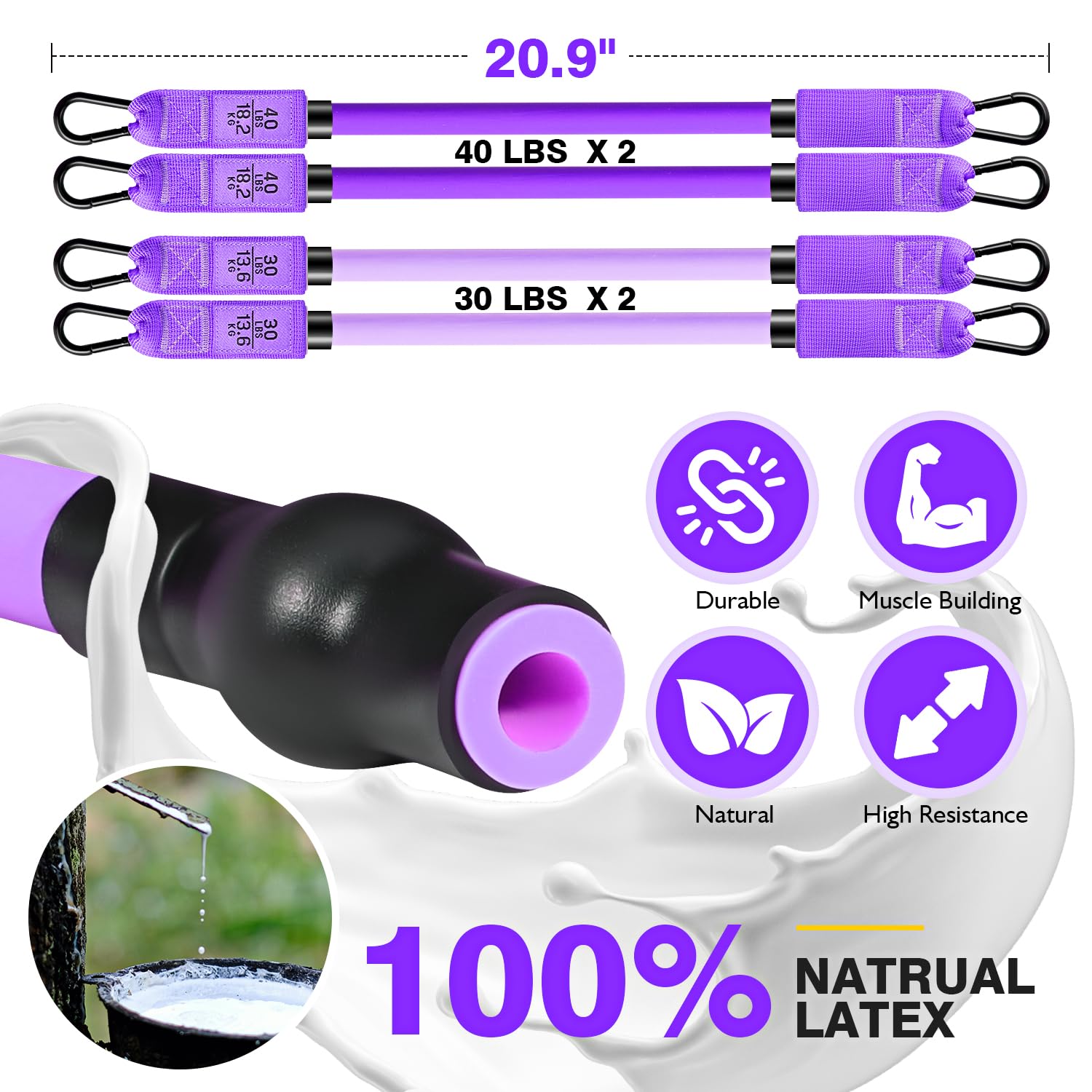 Pilates Bar Kit | Adjustable Resistance Bands Home Gym Set