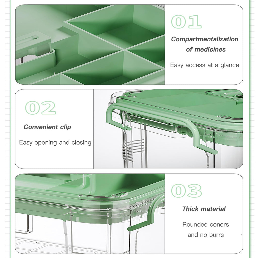 Medicine Storage Box, Medicine Container Box, First Aid Box Household Medicine Container For Medicine Storage, 2-Layer Multi Grid Medicine Box - image 4