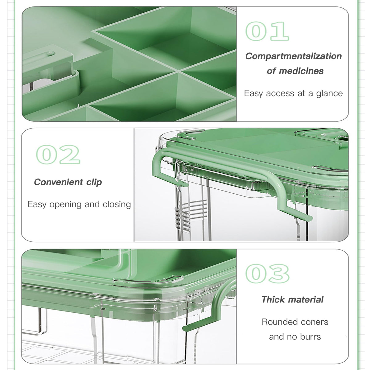 Medicine Storage Box, Medicine Container Box, First Aid Box Household Medicine Container For Medicine Storage, 2-Layer Multi Grid Medicine Box - image 4