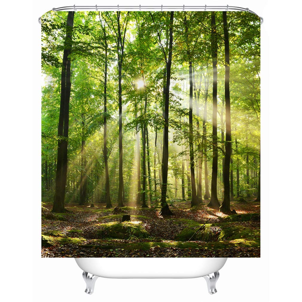 X-Labor Plant Motif Shower Curtain – Waterproof Anti-Mould 180x200cm
