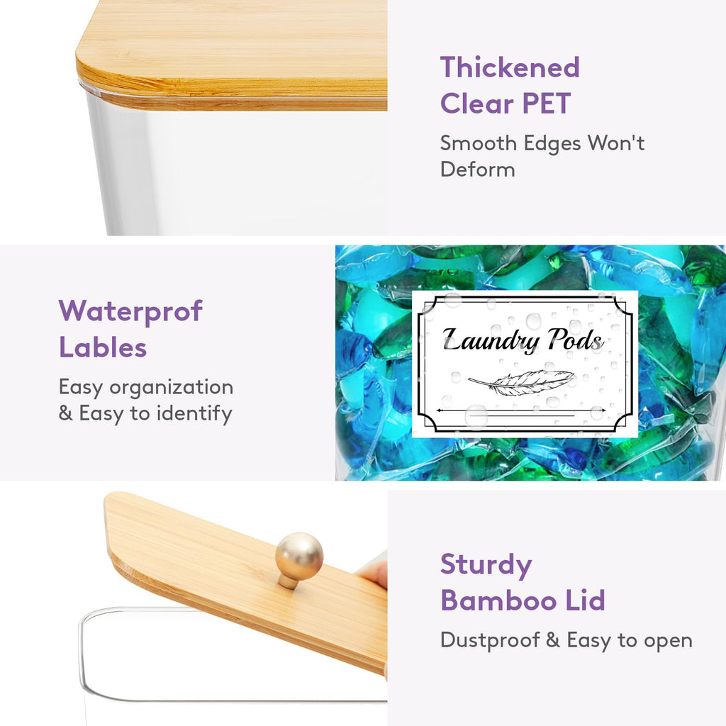 Lifewit Laundry Pods Container with Label Sticker& Scoop, 2L, 2 Pcs - image 5