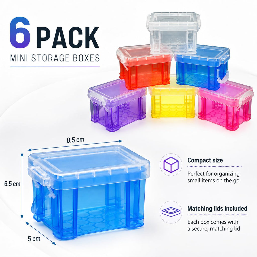 Mnixy 6 Pack Mini Plastic Storage Containers with Lids, Stackable, Clear PP - image 2