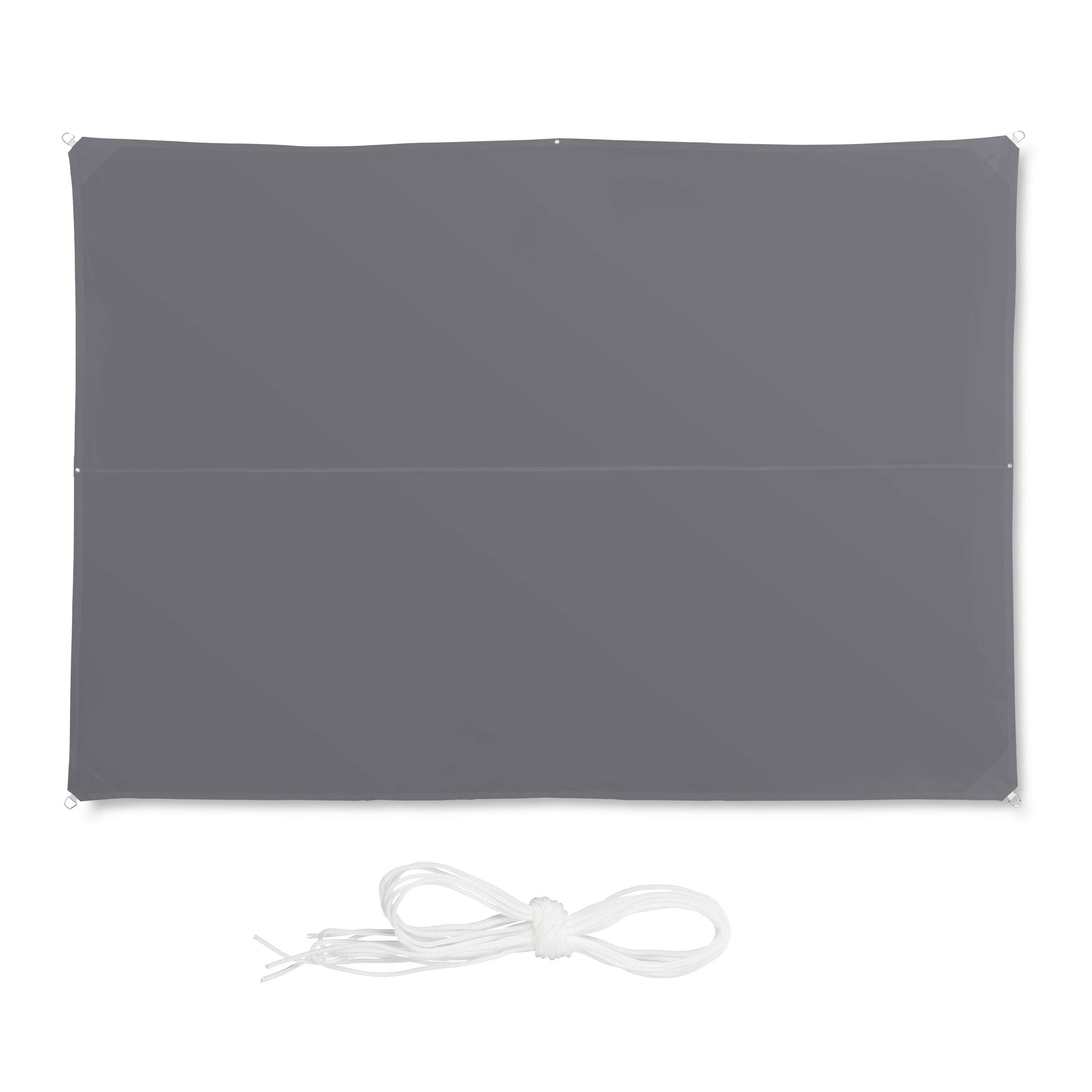 Relaxdays Rectangular Shade Sail – 3x4m Water-Repellent UV Canopy, Grey