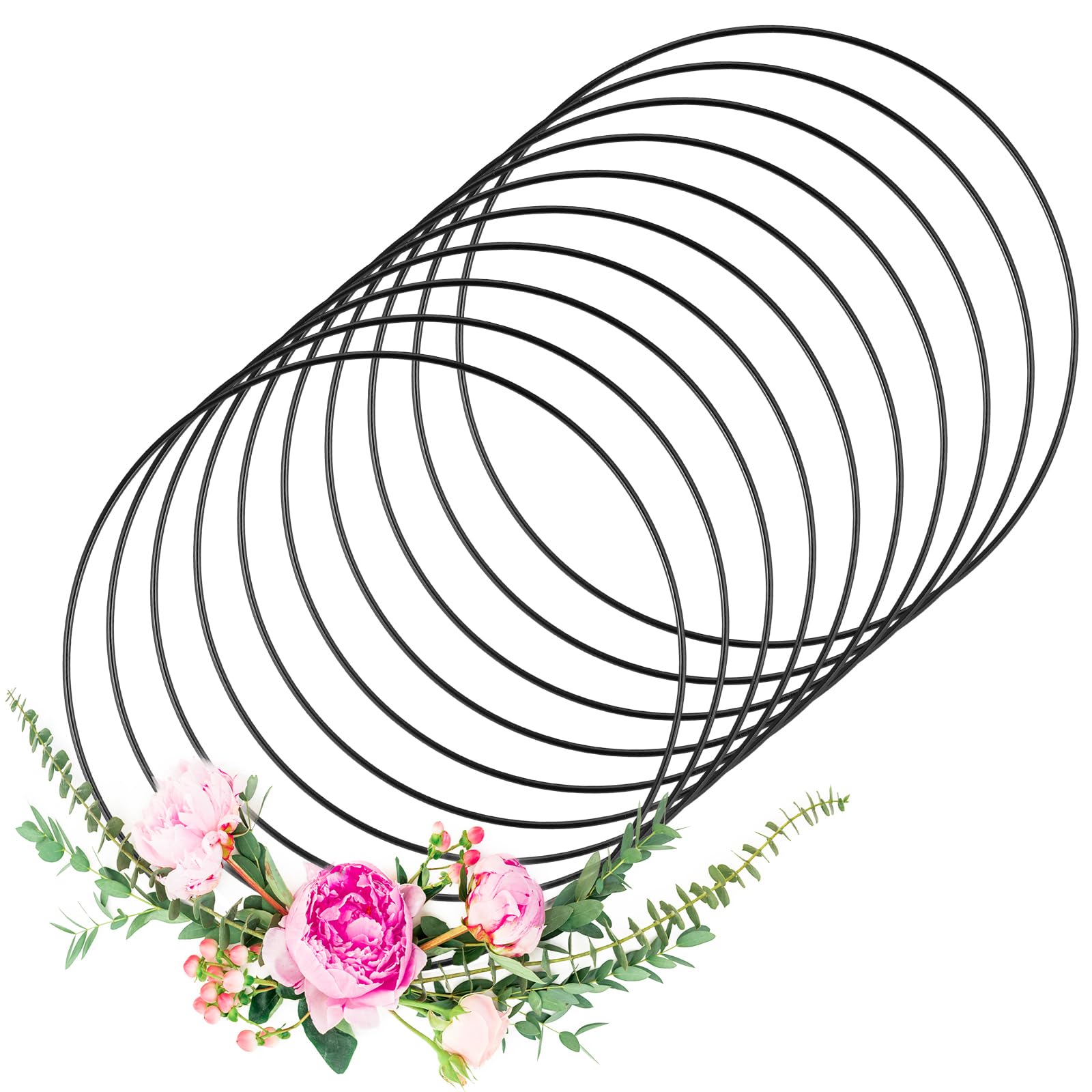 Yimomoyi 10Pcs Metal Hoops for Macrame - 12 Inch Black Craft Rings