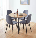 Hallowood Cullompton Round Dining Set - 4 Grey Fabric Chairs & Oak Top