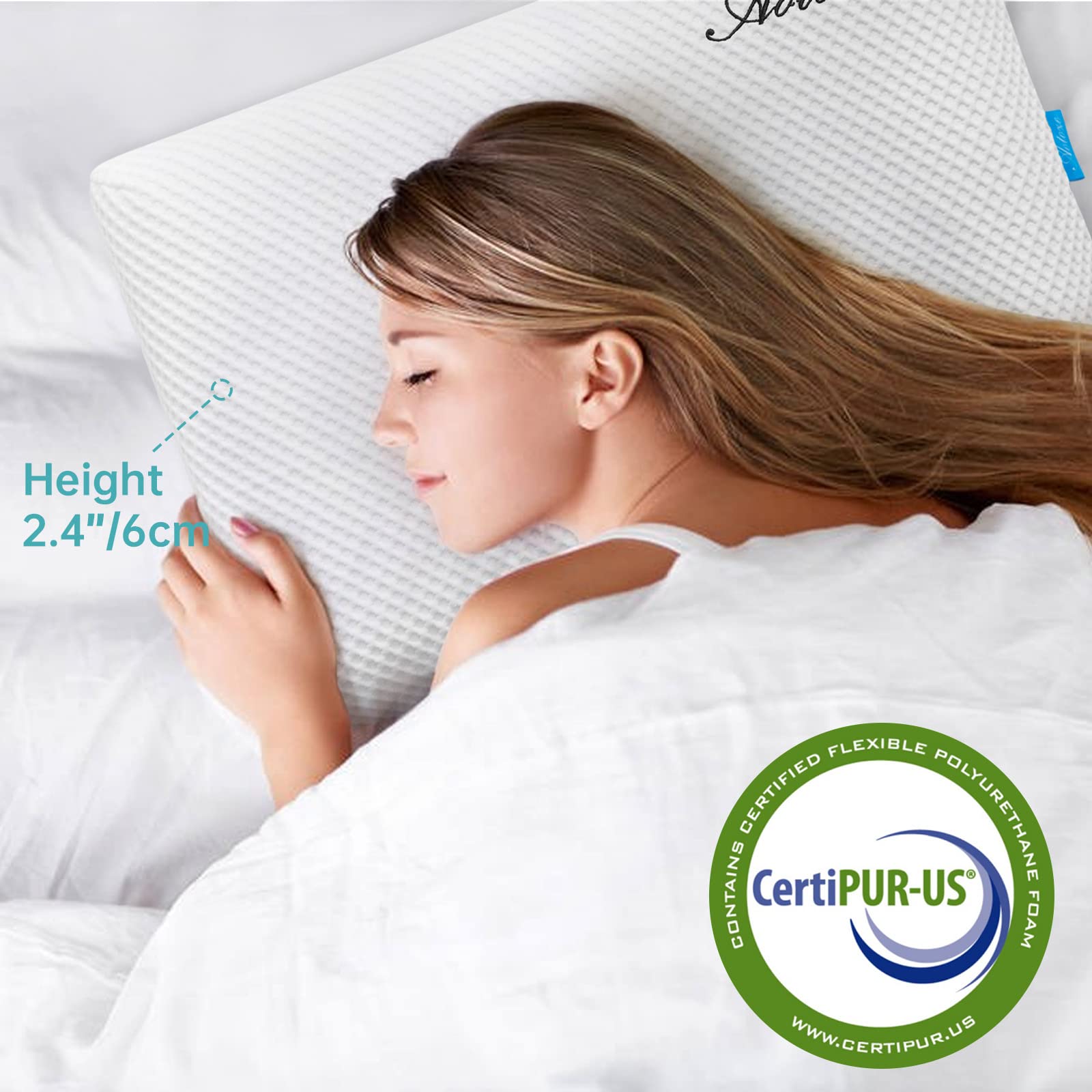 AOTOZE Ultra Thin Memory Foam Pillow | Low Profile Cooling Stomach Sleeper
