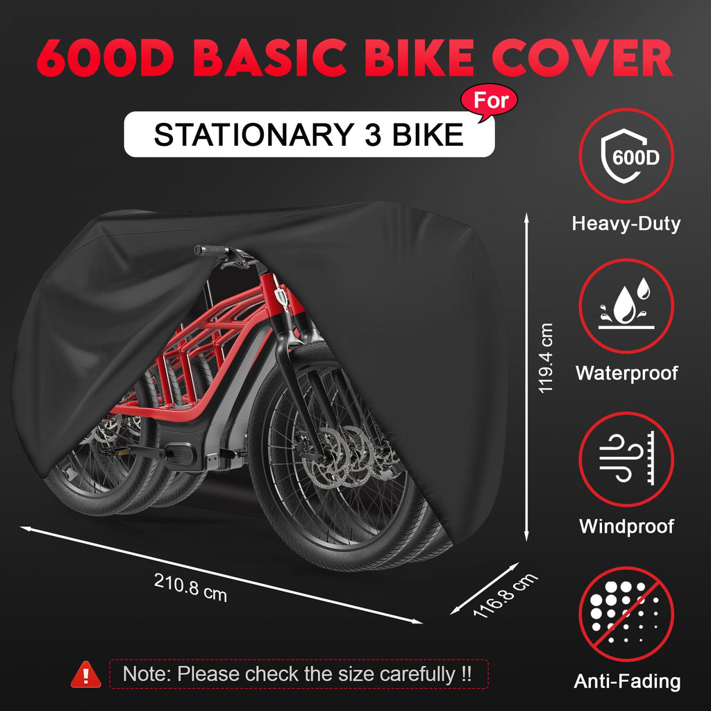 Zettum 3-Bike Cover | 600D Heavy Duty Waterproof Outdoor Bicycle Cover