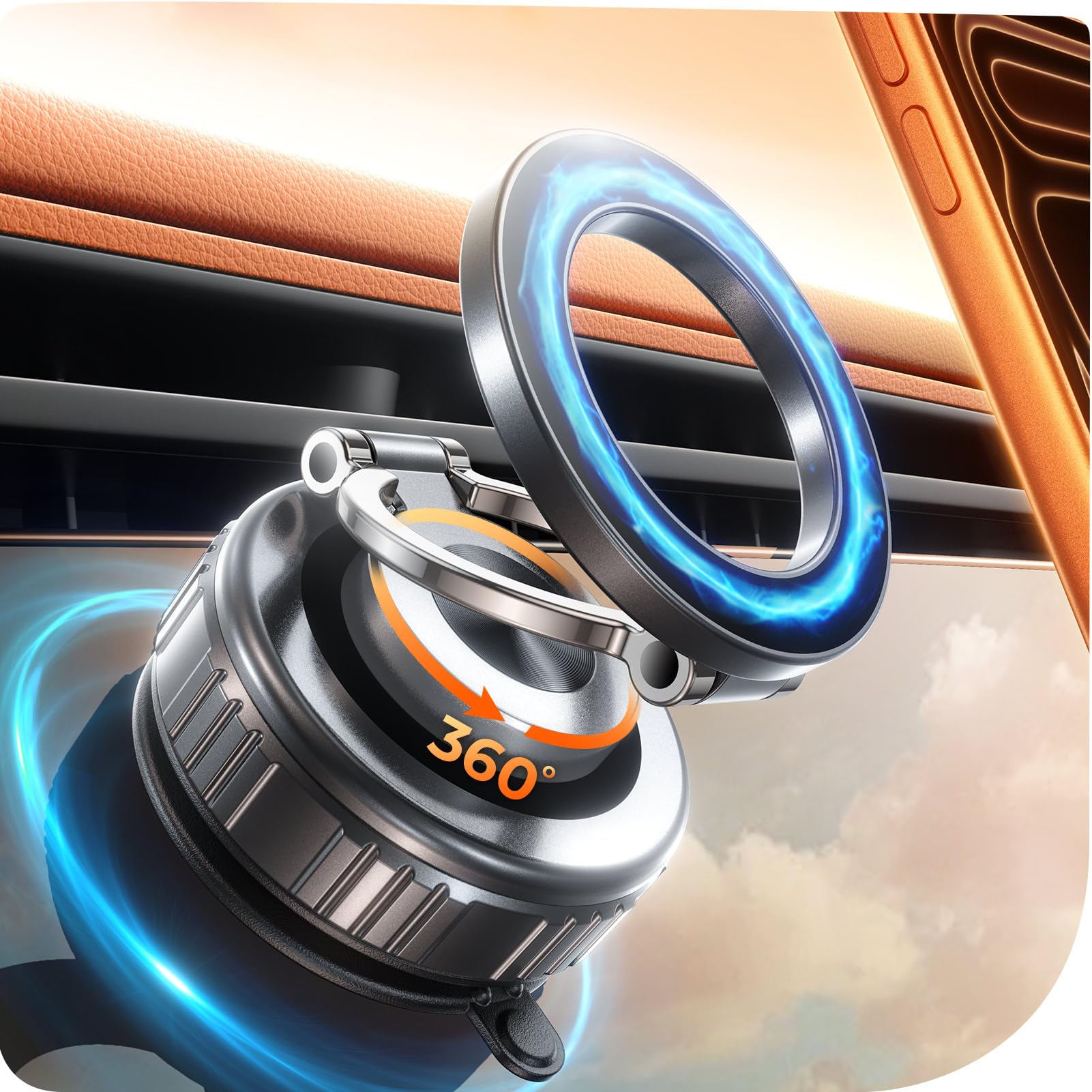 DIMONCOAT Vacuum Magnetic Car Phone Mount | MagSafe Suction Holder