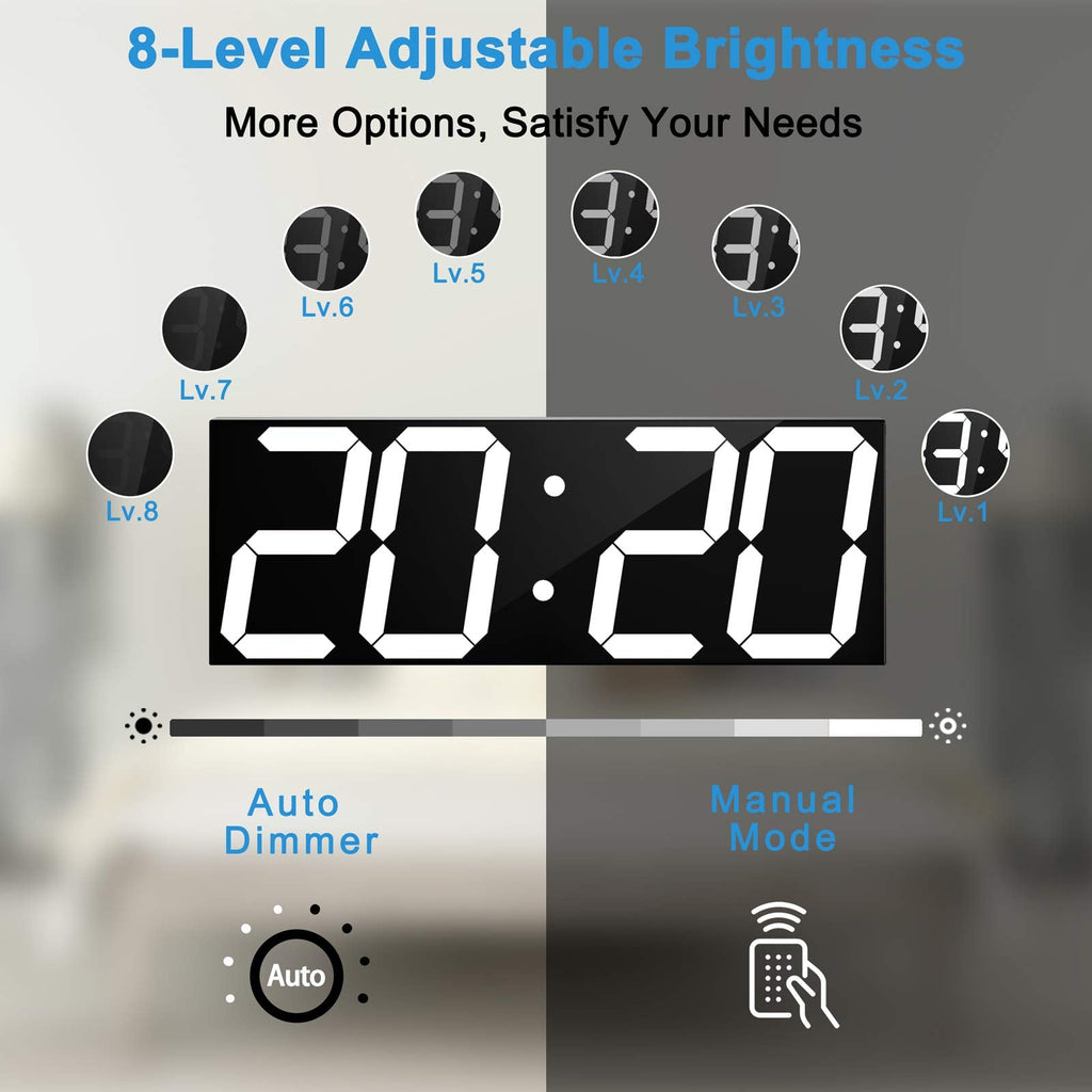 CHKOSDA Large Digital Wall Clock | 6" LED Display with Countdown Timer