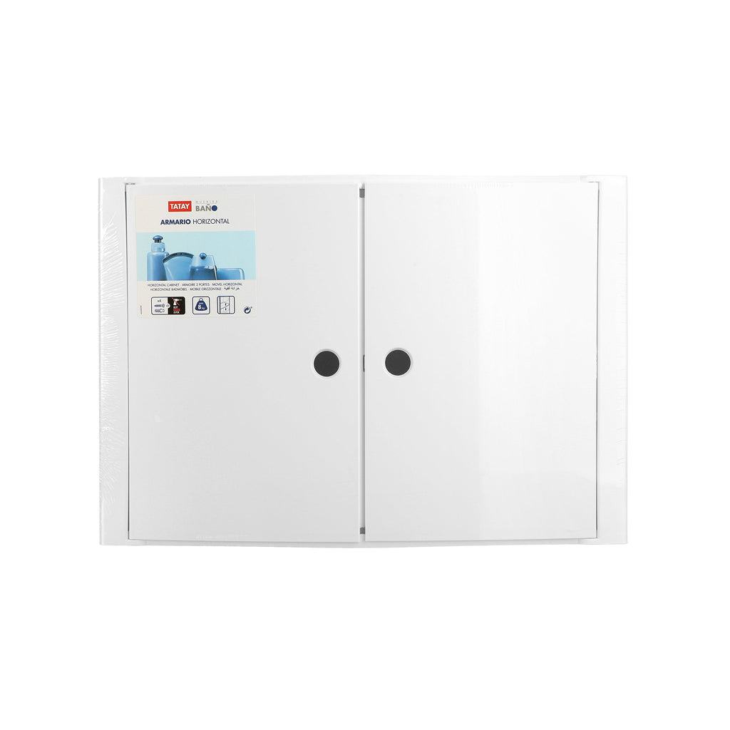 TATAY Horizontal Bathroom Cabinet | White Plastic Wall Storage Unit