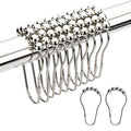 12 Pcs Stainless Steel Shower Curtain Hooks, Rustproof Metal Shower Curtain Rings with Roller Balls - image 1