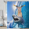 Hnmdmyi Funny Cat Riding Shark Shower Curtain | Waterproof Polyester, 35x71"