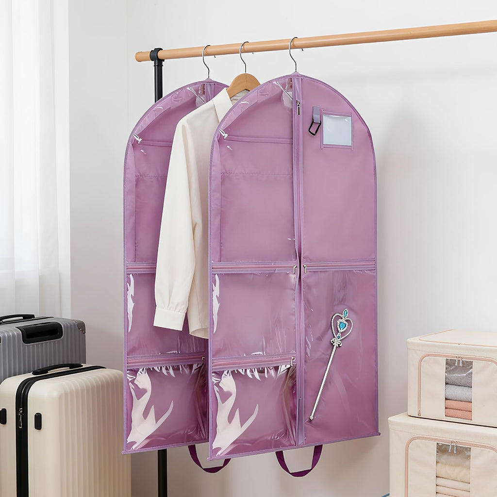 2 Pack 39.37 Inch Dance Costume Bag for Dancers, Hanging Garment Bags with Multiple Pockets, Clear Storage Organizer for Costumes - image 5