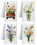 Jolof Store Daisy Floral Microfiber Kitchen Towels – Set of 4, 60x40cm
