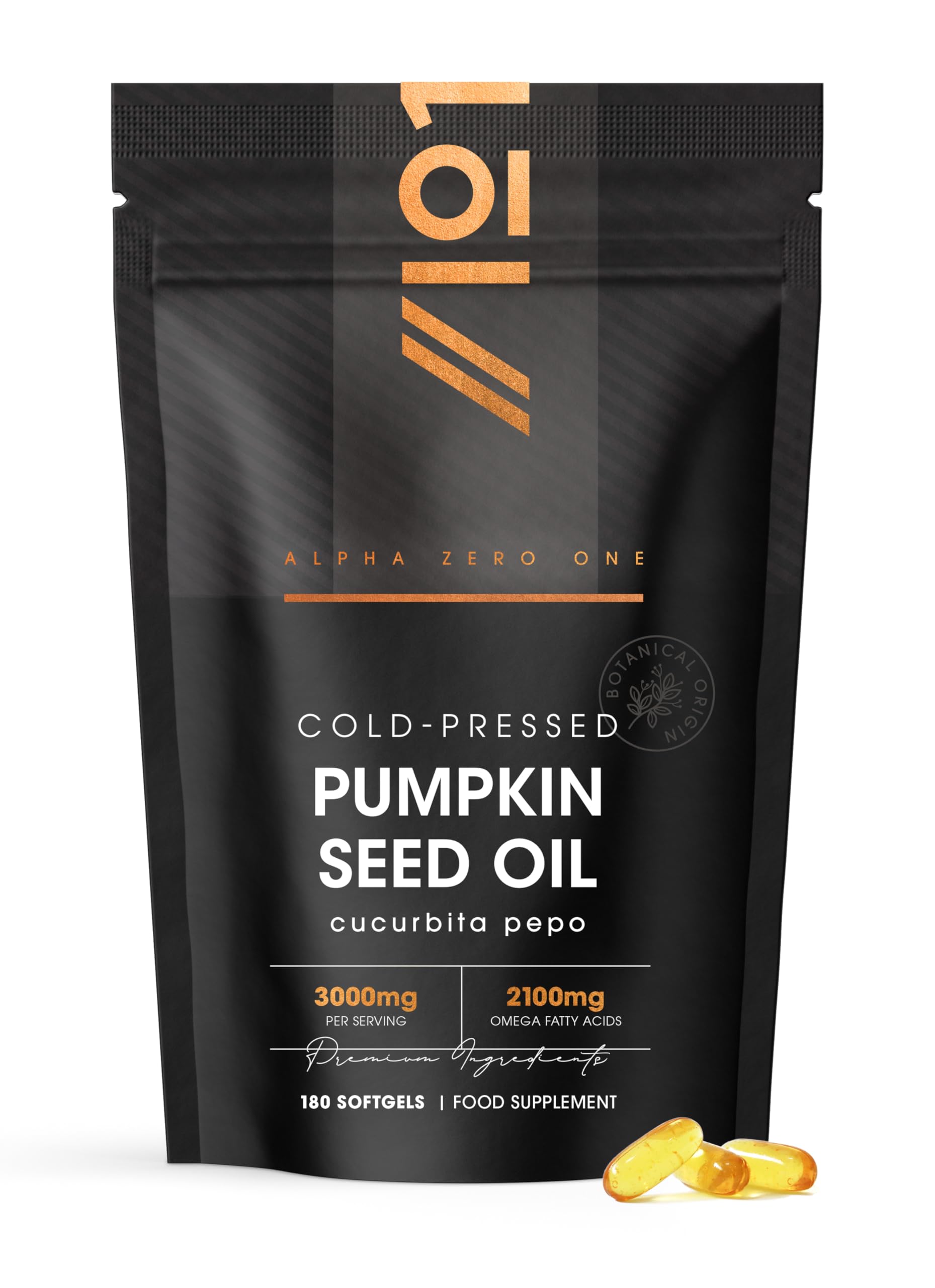 Alpha01 Pumpkin Seed Oil 3000mg – 180 Cold Pressed Softgels