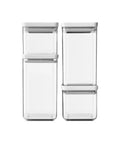 Brabantia Tasty+ Square Storage Jar Set of 4 – Stackable Light Grey