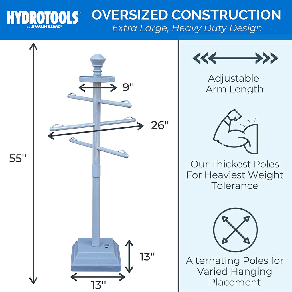 Swimline Hydrotools Poolside Towel Rack – 3-Arm Valet with Weighted Base