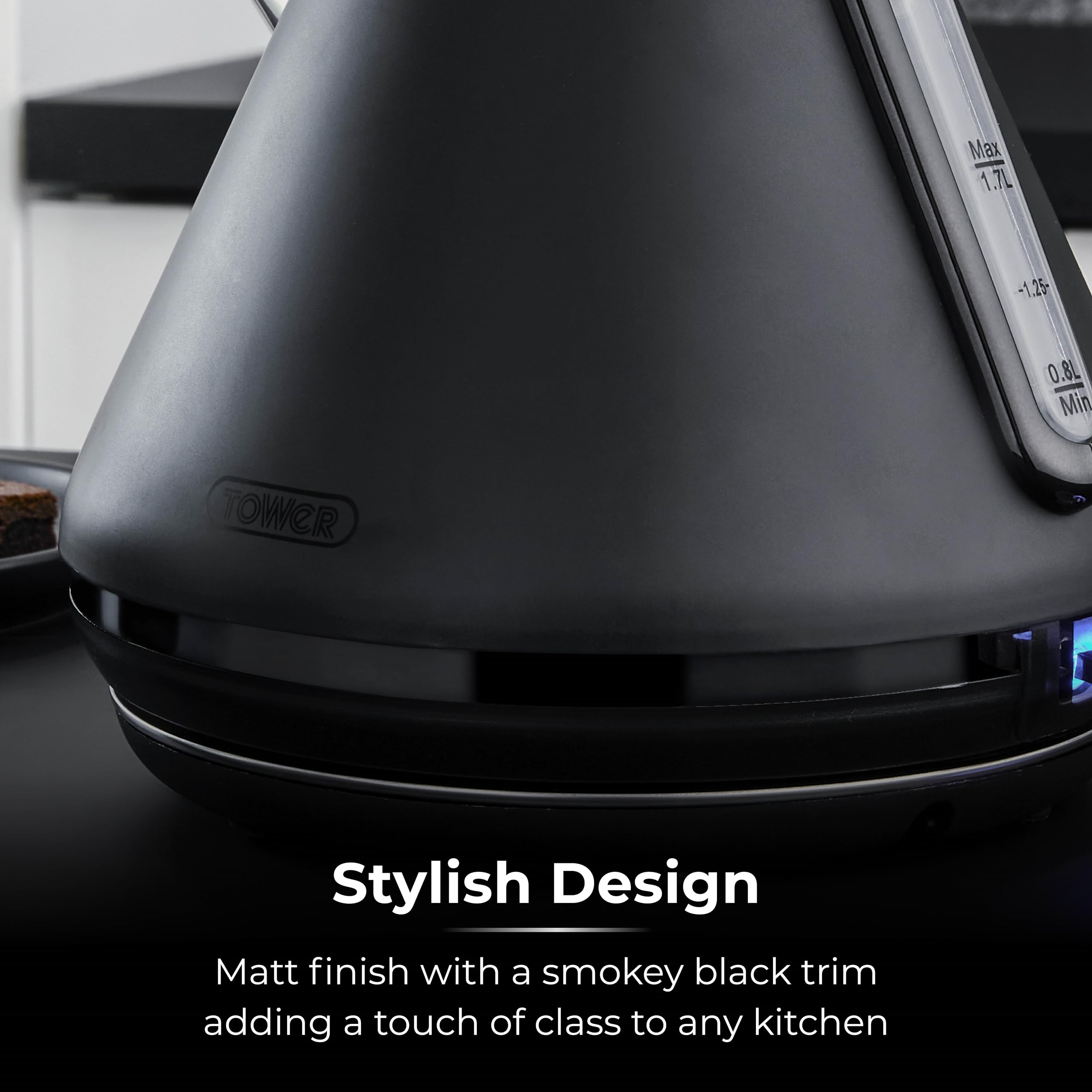 Tower Sera Pyramid Electric Kettle – 1.7L Rapid Boil, 3KW, Black