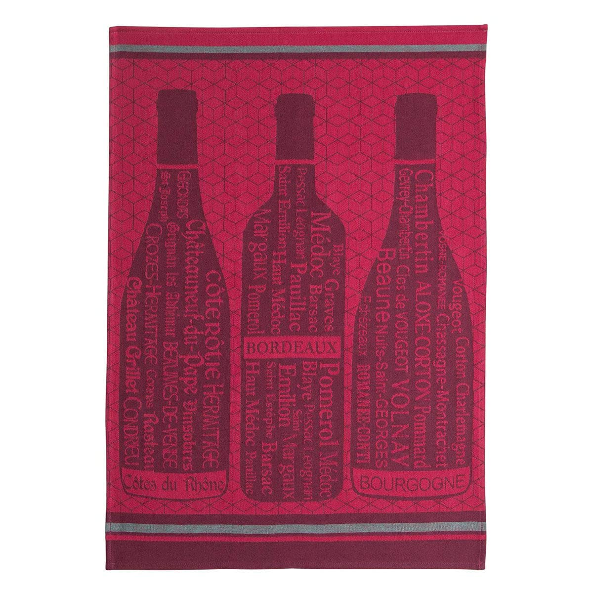 Coucke Wine Bottles Tea Towel – Red 100% Cotton French Jacquard Weave