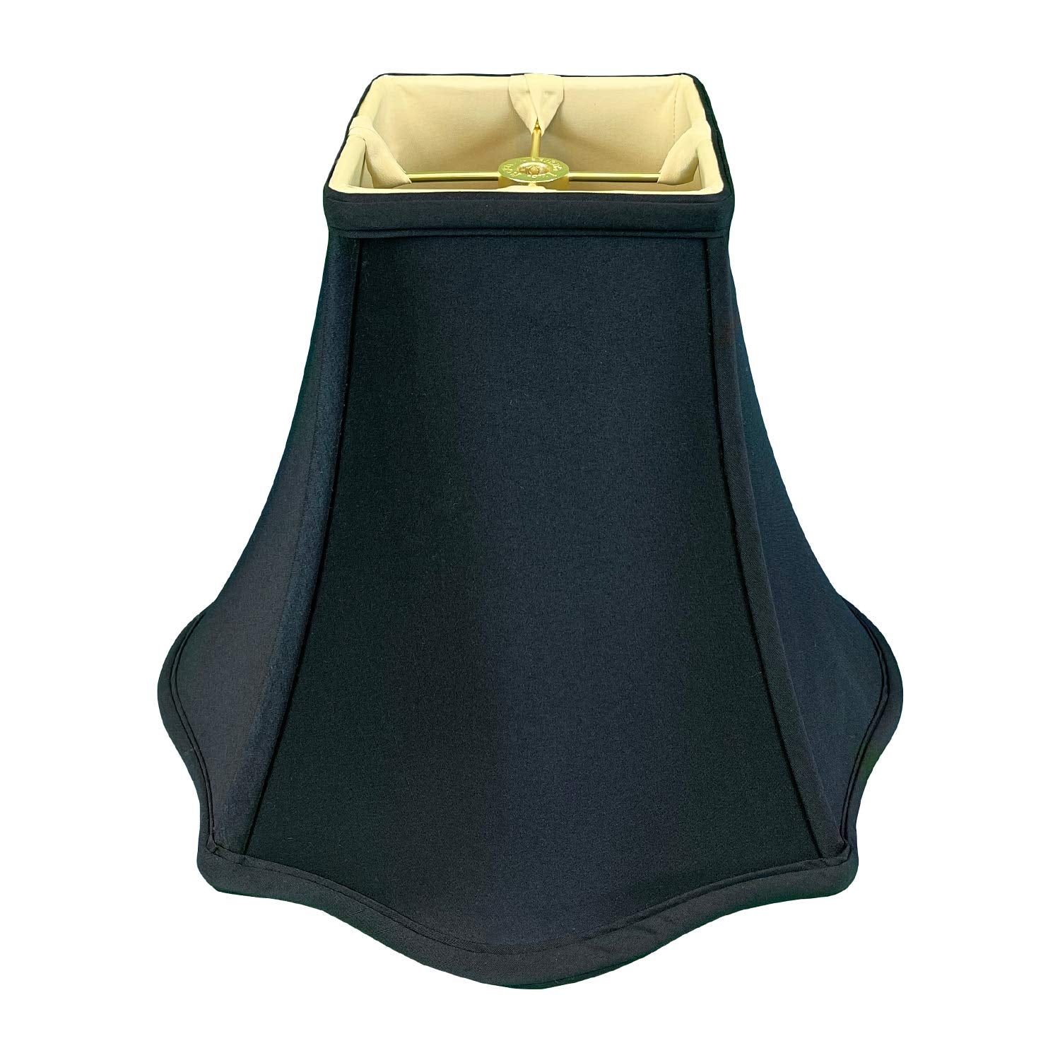 Royal Designs Fancy Square Bell Lamp Shade | Black Silk Shantung, 10-Inch