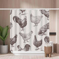 Cocks and Hens Shower Curtain – Mold Resistant Polyester 180x180cm