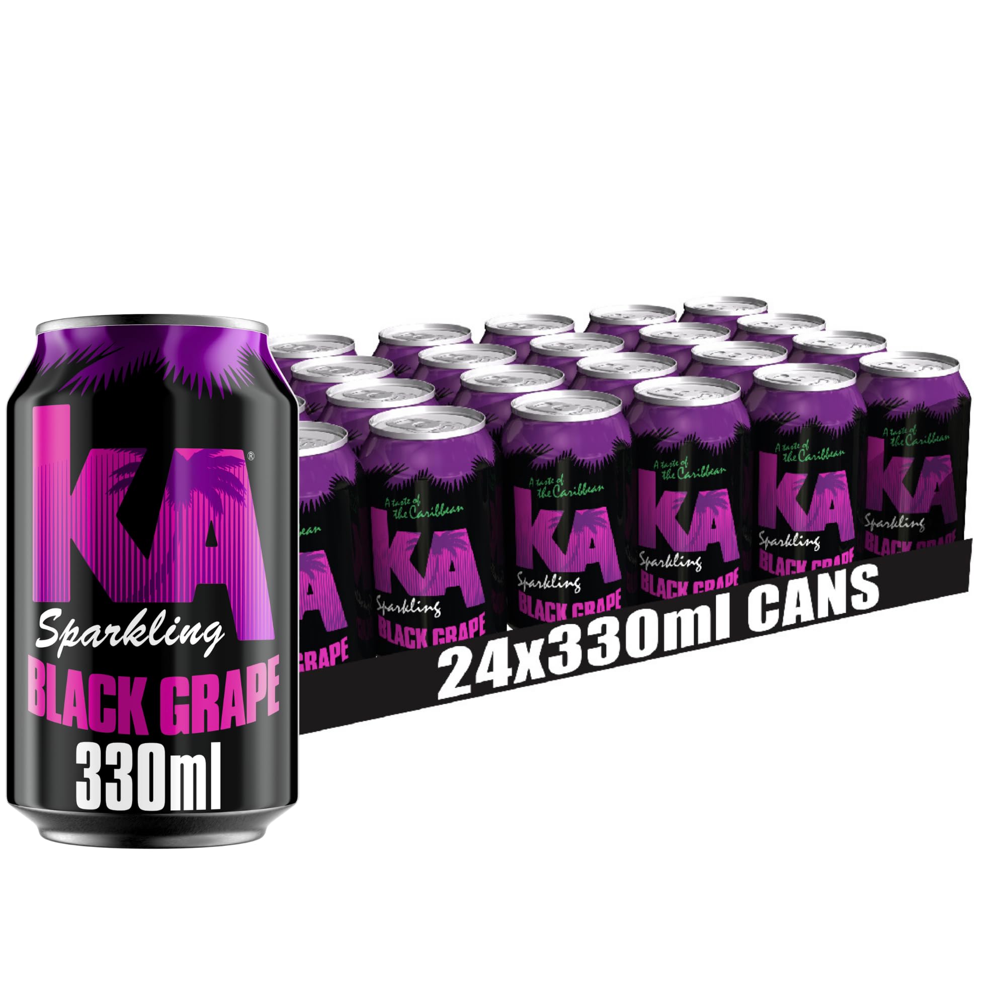 KA Black Grape Sparkling Drink - Authentic Caribbean Soda - 24 x 330ml