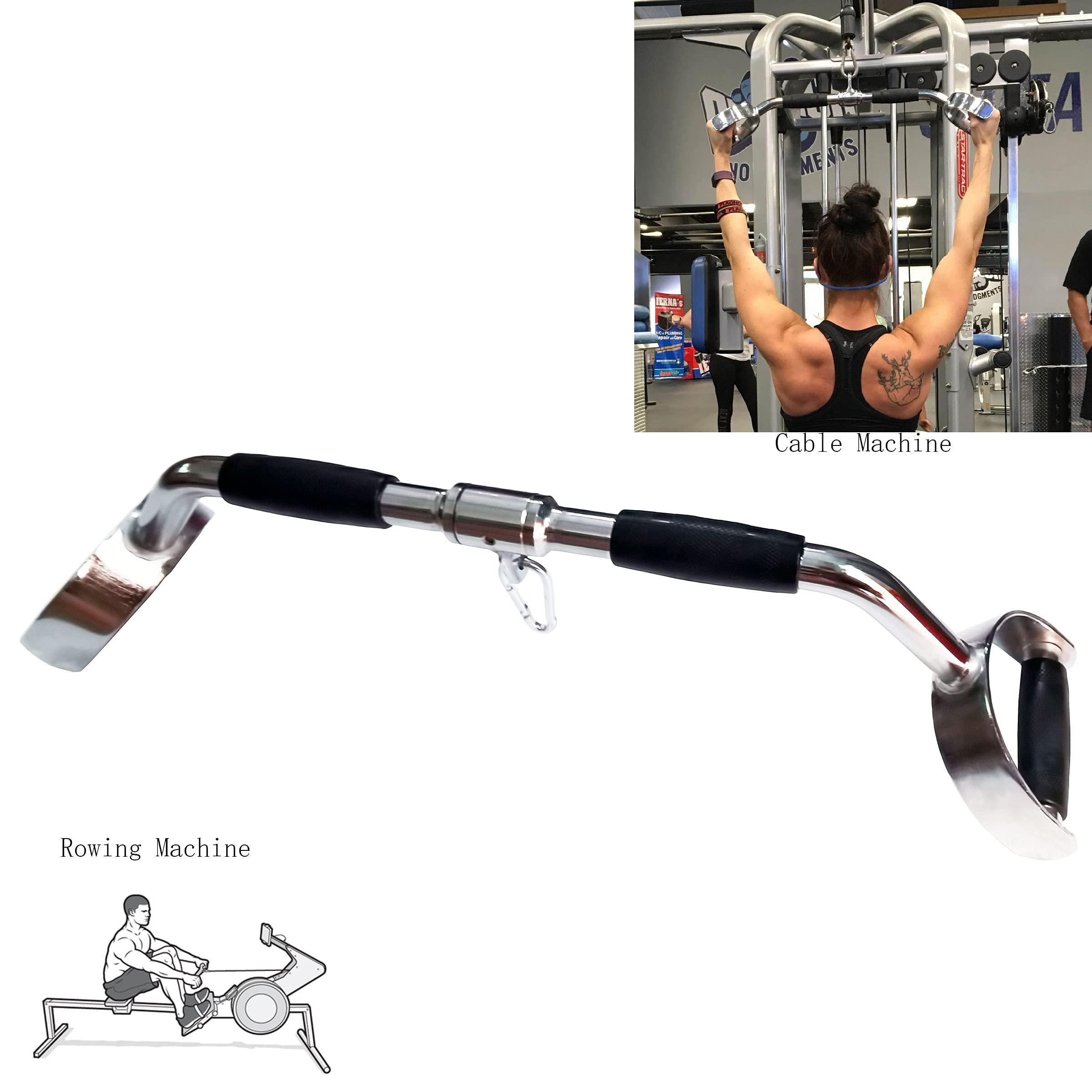 28" LAT Pull Down Bar – V-Shaped Cable Attachment with Grips