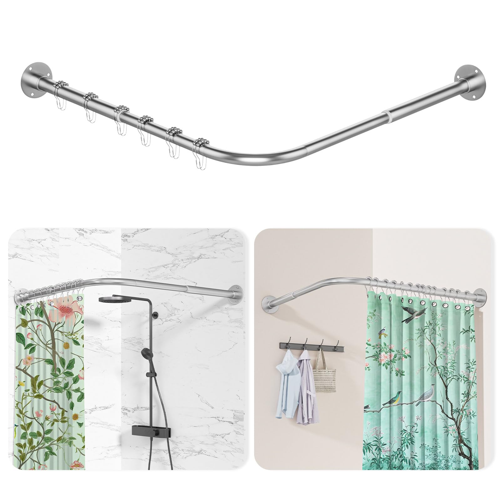 Jolof Store L Shaped Shower Curtain Rail | Adjustable Stainless Steel