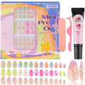EBANKU Kids Press on Nails Kit – 78pc Colorful Flower Nail Art Set